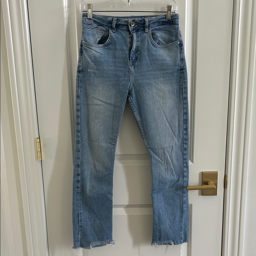Zara Light Blue Straight Leg Women's Jeans
